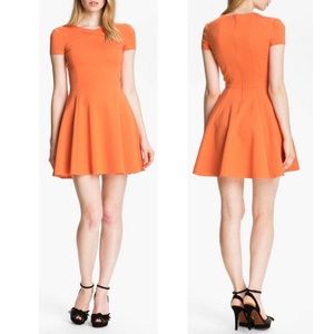 Halston Heritage orange fit and flair dress Size 4